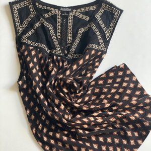LUCKY Brand Black Geo Print Boho Blouse